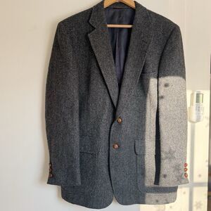 Vintage Garrison Park Blazer Mens 42” M Wool Herringbone Jacket Blazer USA 90s